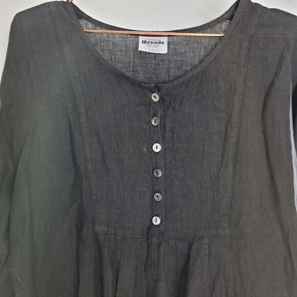 California threads black linen tunic - Picture 4 of 6